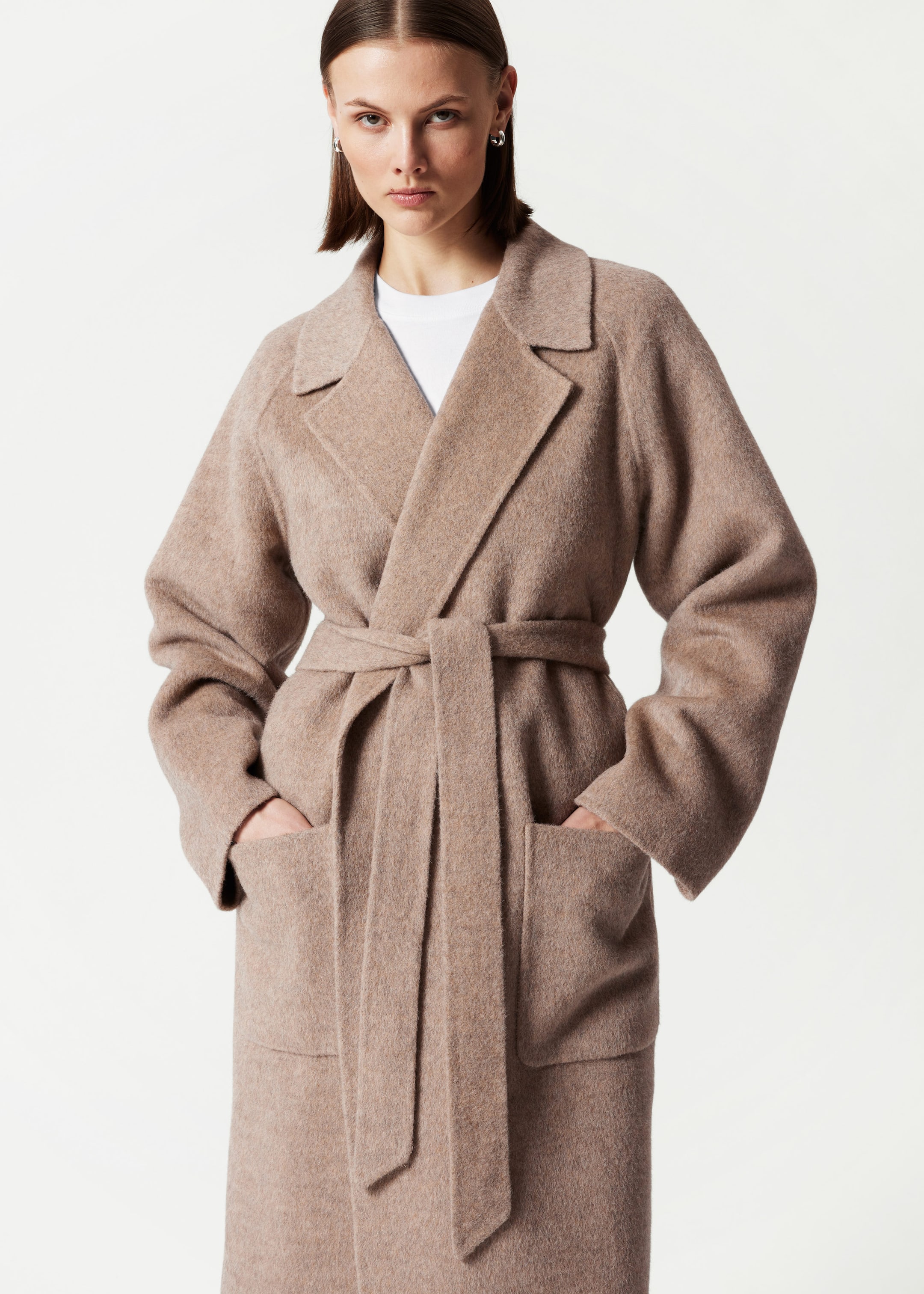 Belted Wool Coat Beige Melange Coats Other Stories DK