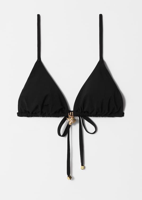 Charm-Detailed Triangle Bikini Top