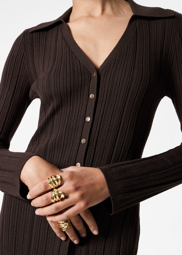 Rib-Knit Wool Maxi Dress