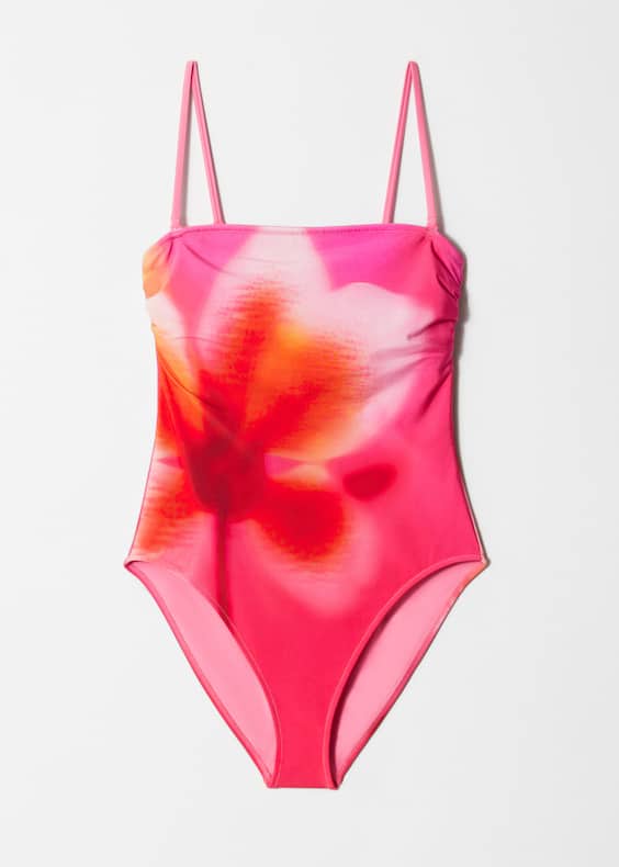 Straight-Neck Strappy Swimsuit