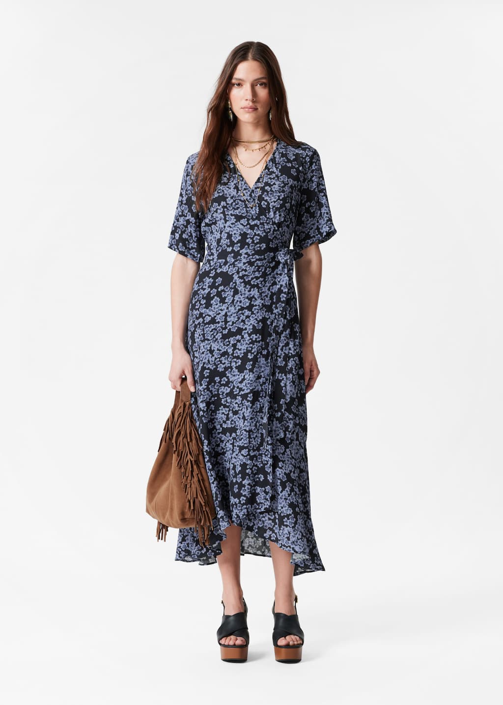 “& Other Stories” プリントリネンラップドレス Blue/Floral & Other Stories” プリントリネンラップドレス Blue/Floral