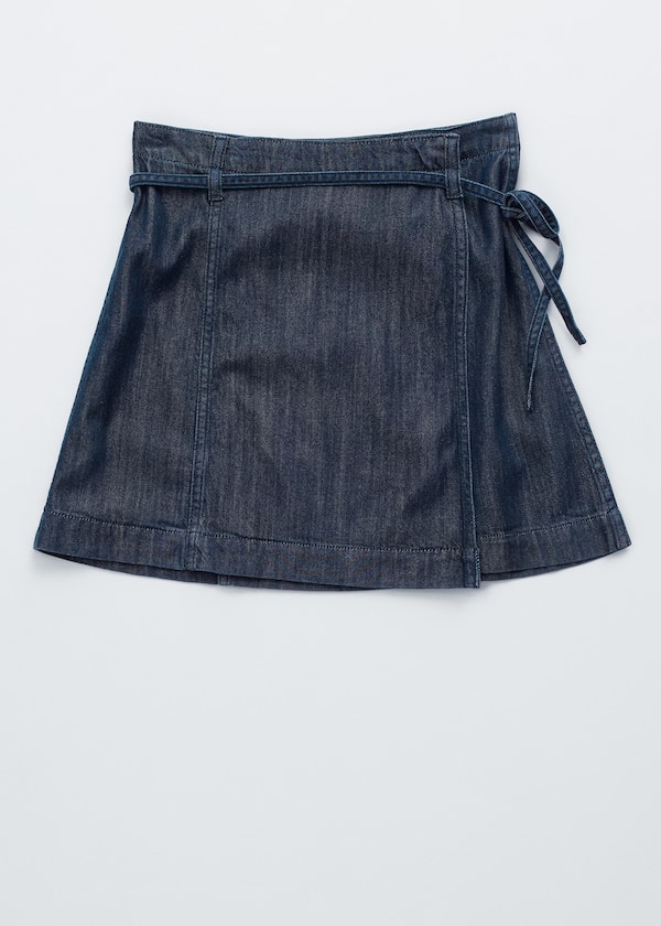 Tie-Detail Denim Mini Skirt