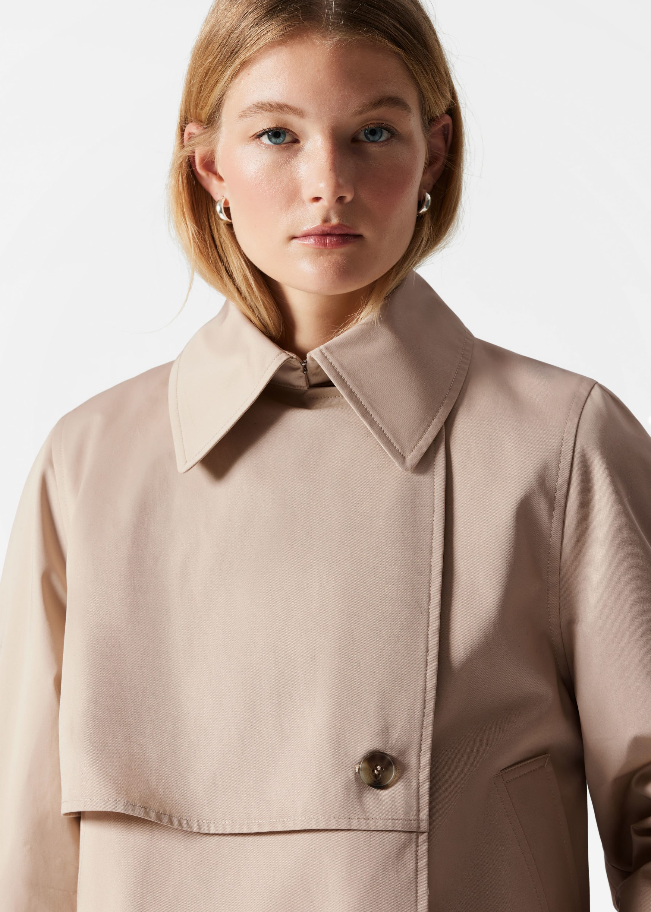 Short Trench Coat Jacket - Beige - Lookbook