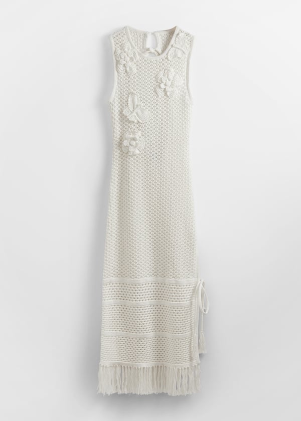 Fringed Crochet Midi Dress