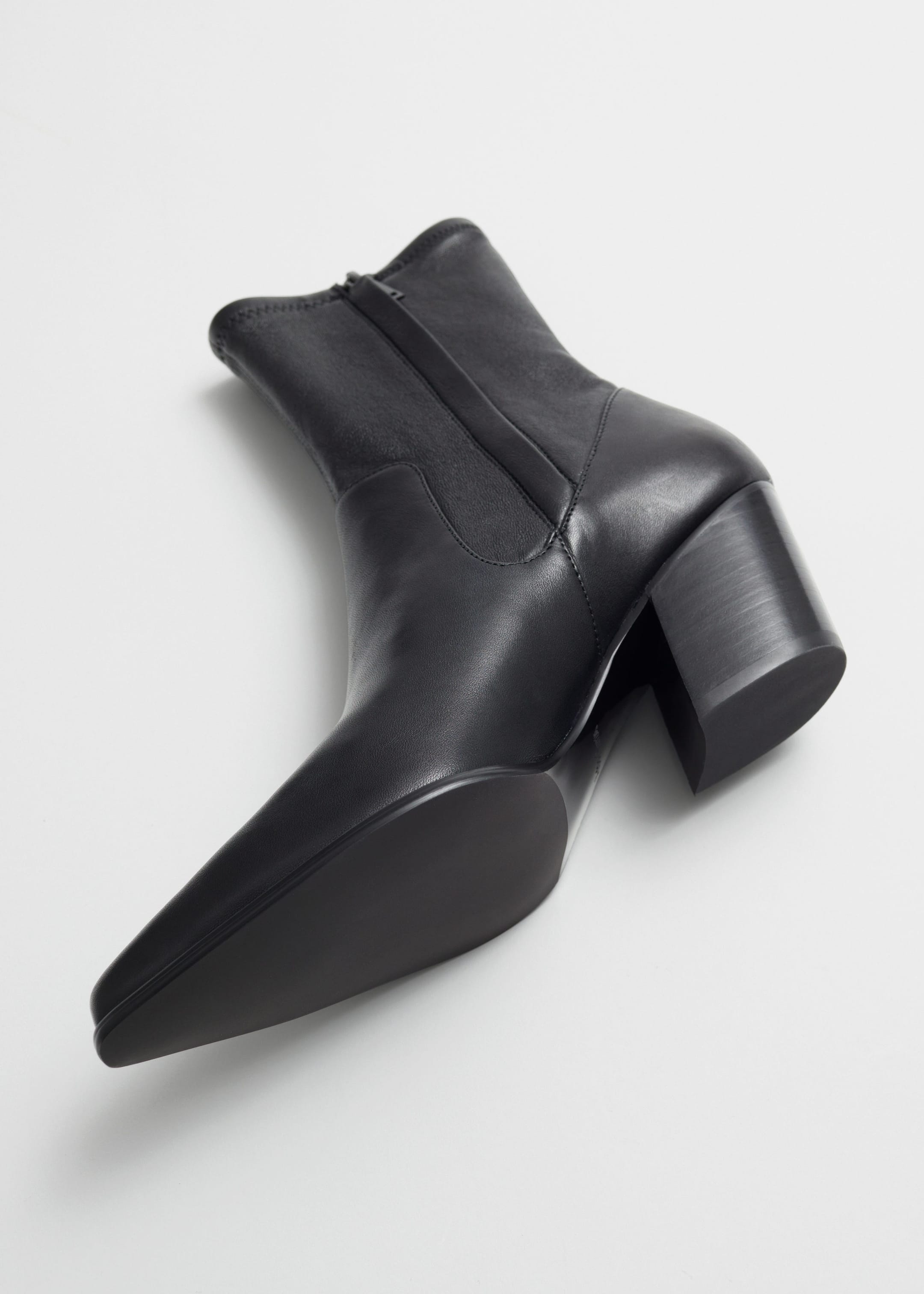 Pointed Leather Boots - {{variantName}} - Descriptive Detail