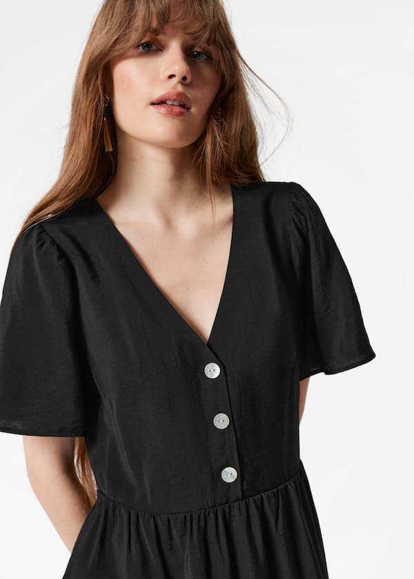 Flutter-Sleeve Midi Dress