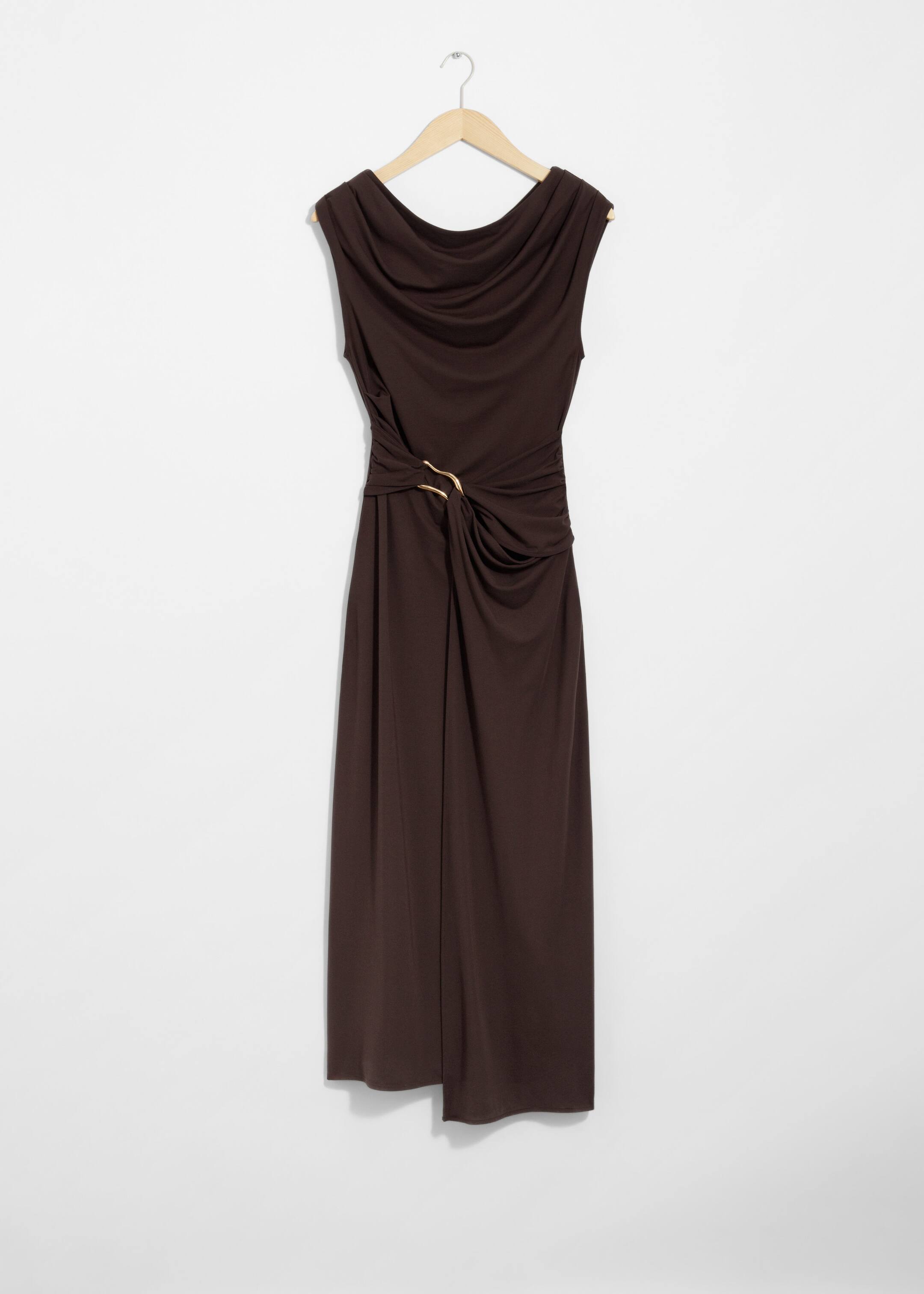 Robe midi drapée - Marron - Still Life