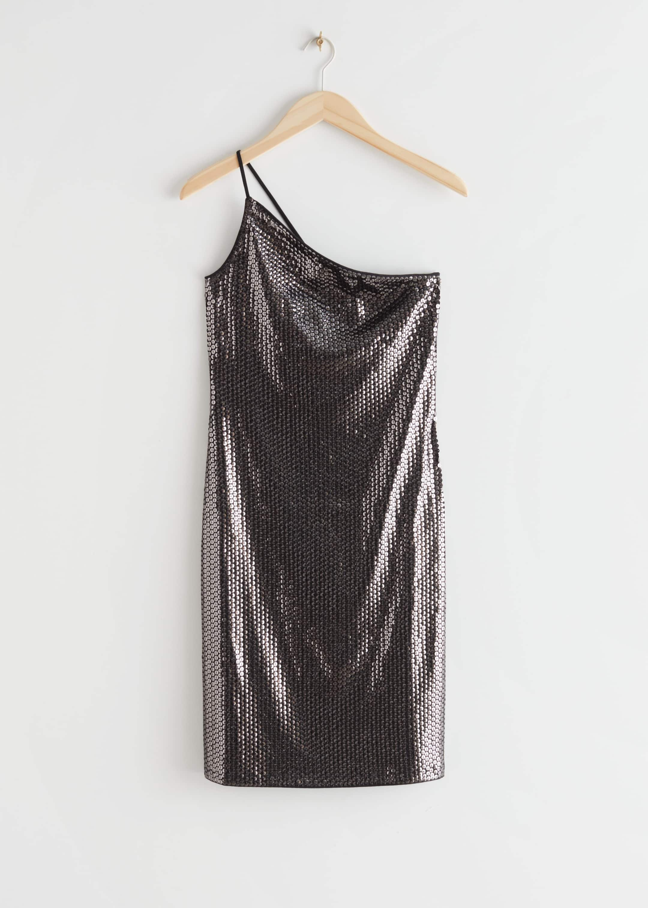 One-Shoulder Sequin Mini Dress - Silver Sequin - Still Life