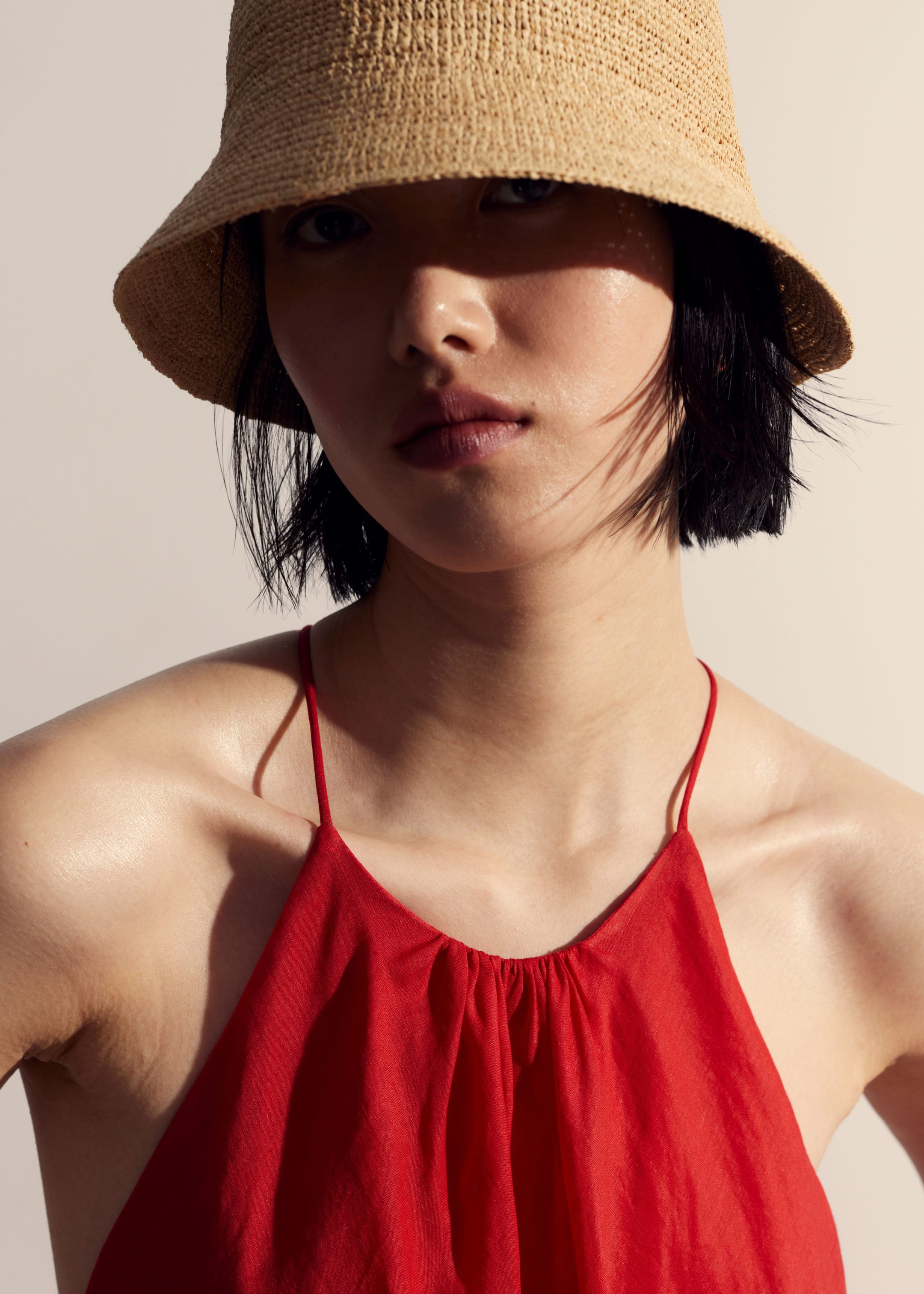 Woven Raffia Bucket Hat - Straw - Lookbook