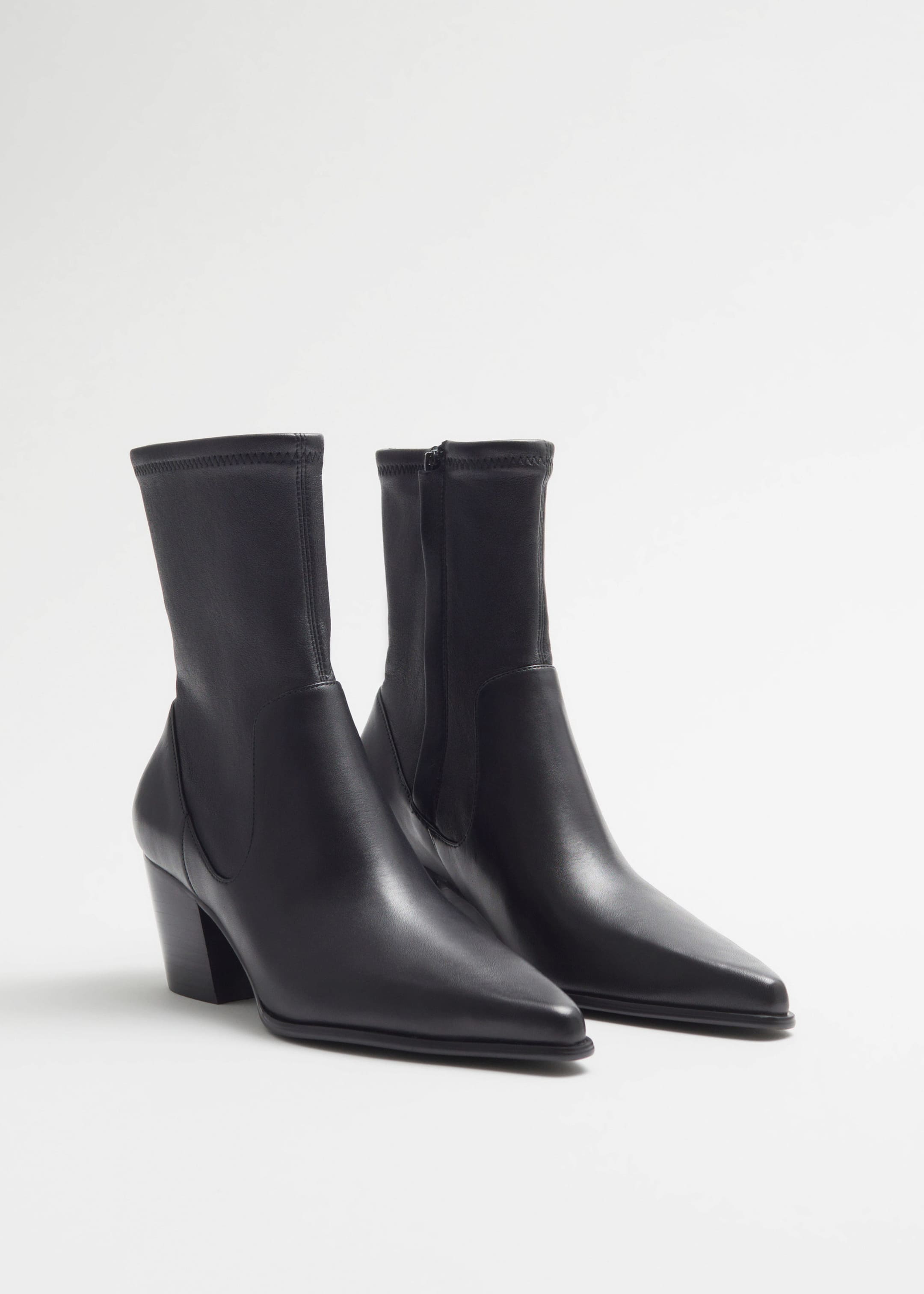 Pointed Leather Boots - Black - Still Life