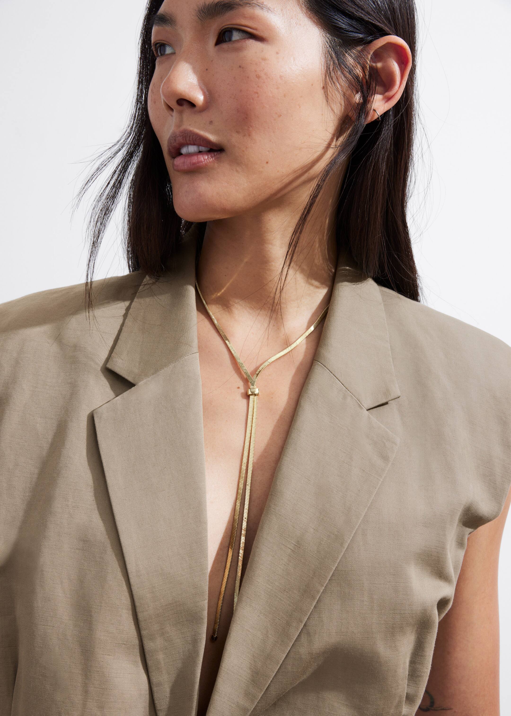 Lariat Chain Necklace - Gold - Lookbook