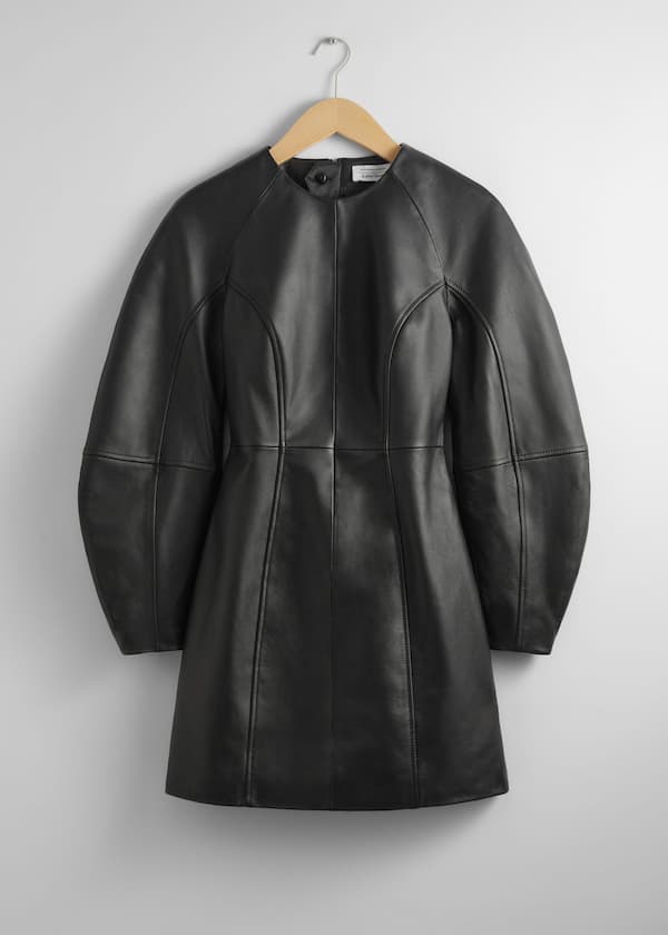 Sculptural Leather Mini Dress