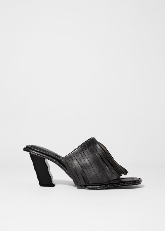 Fringed Leather Mules