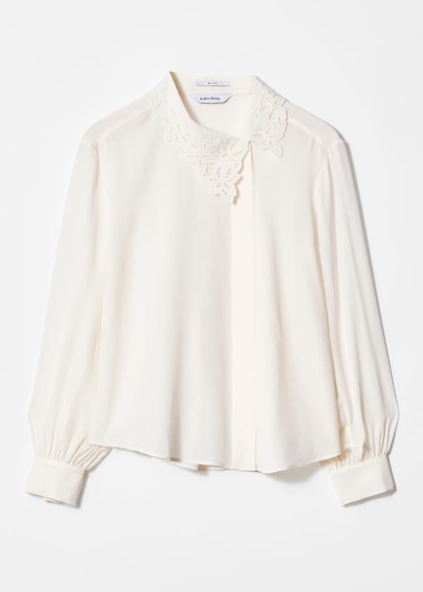Asymmetric Collar Silk Blouse