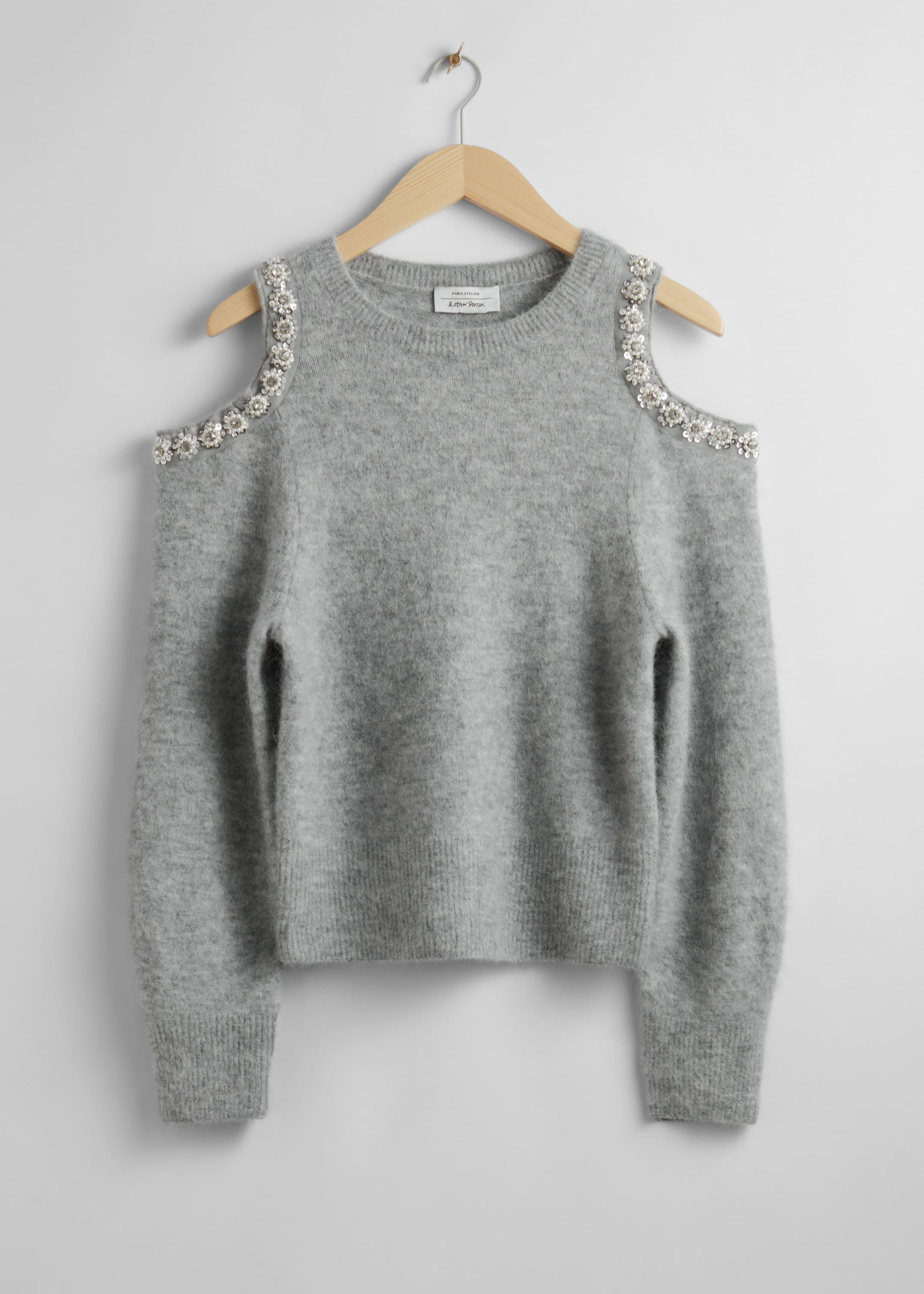 Cut-Out Knit Jumper - Grey Melange - Still Life