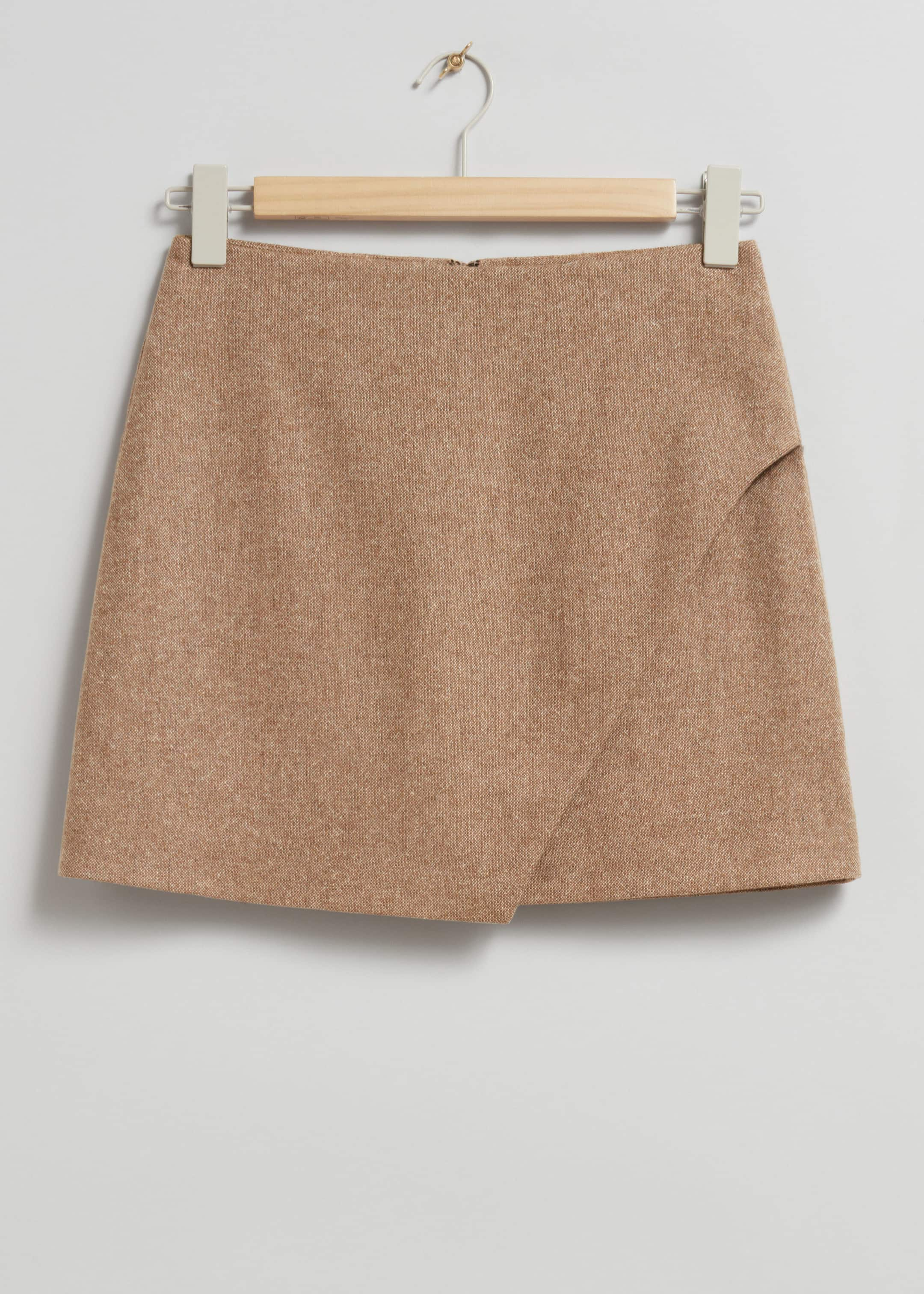 Asymmetric Tweed Mini Skirt - Beige Tweed - Still Life