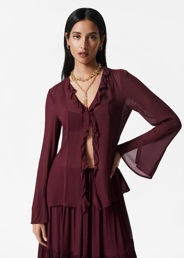V-Neck Ruffle Blouse