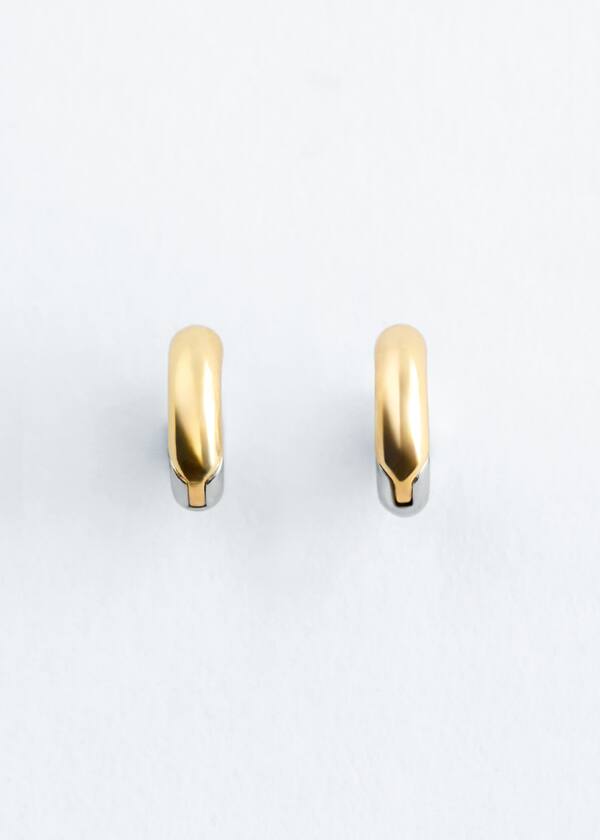 Two-Toned Chunky Hoop Earrings