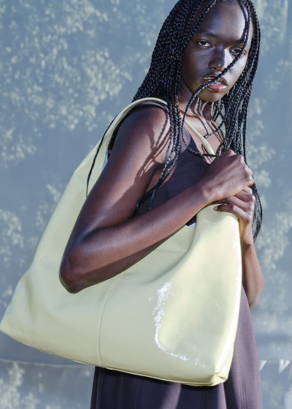 Large Patent-Leather Tote Bag