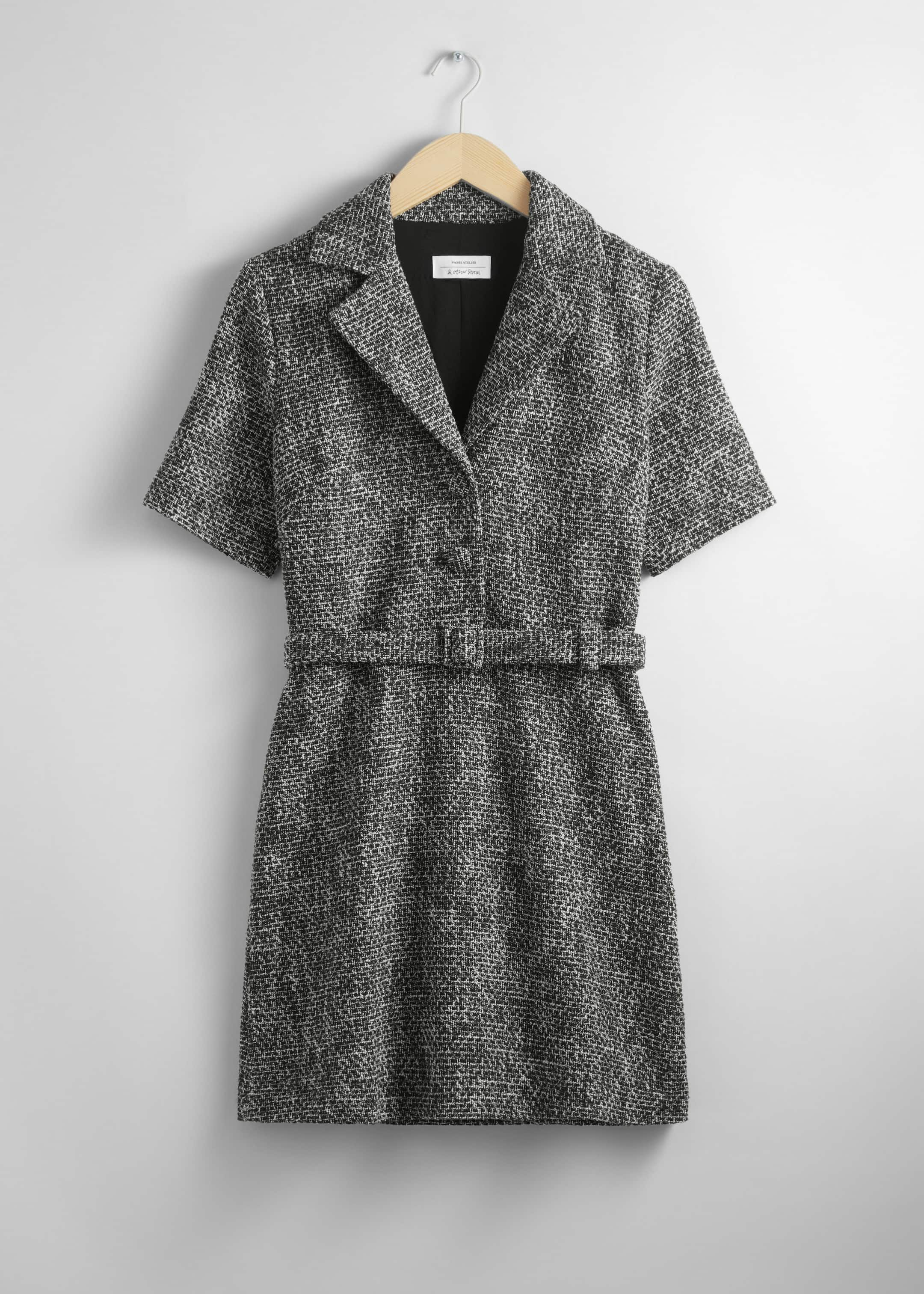 Belted Tweed Mini Dress - Cream - Still Life