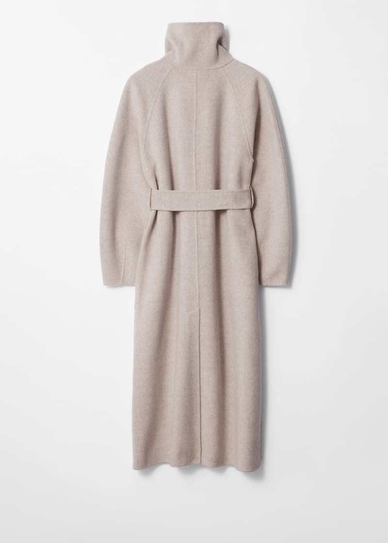 Funnel-Collar Wool Coat