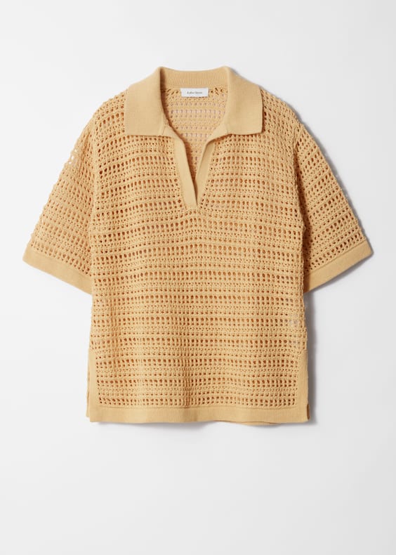 Pointelle-Knit Polo Shirt