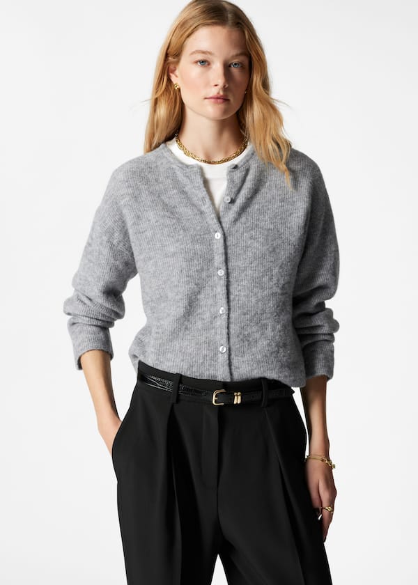 Alpaca-Blend Knitted Cardigan