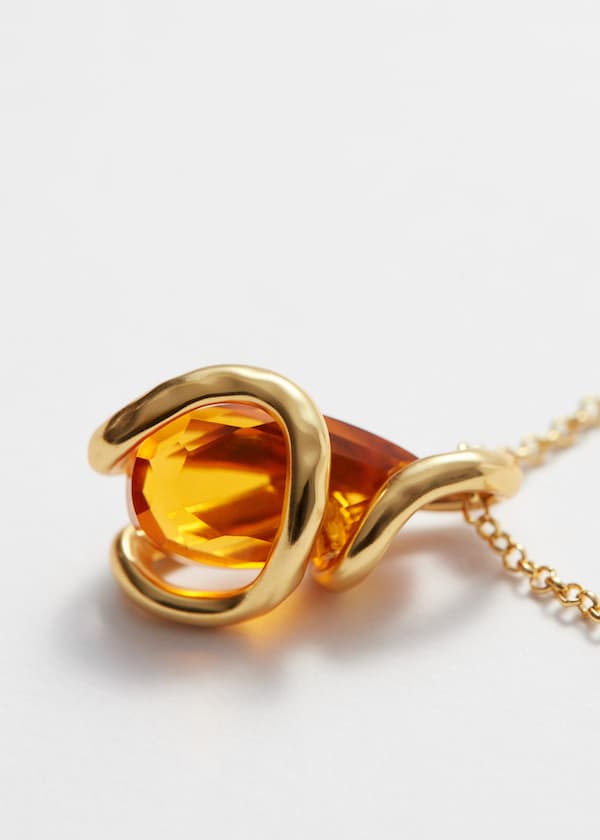 Glass Stone Pendant Necklace