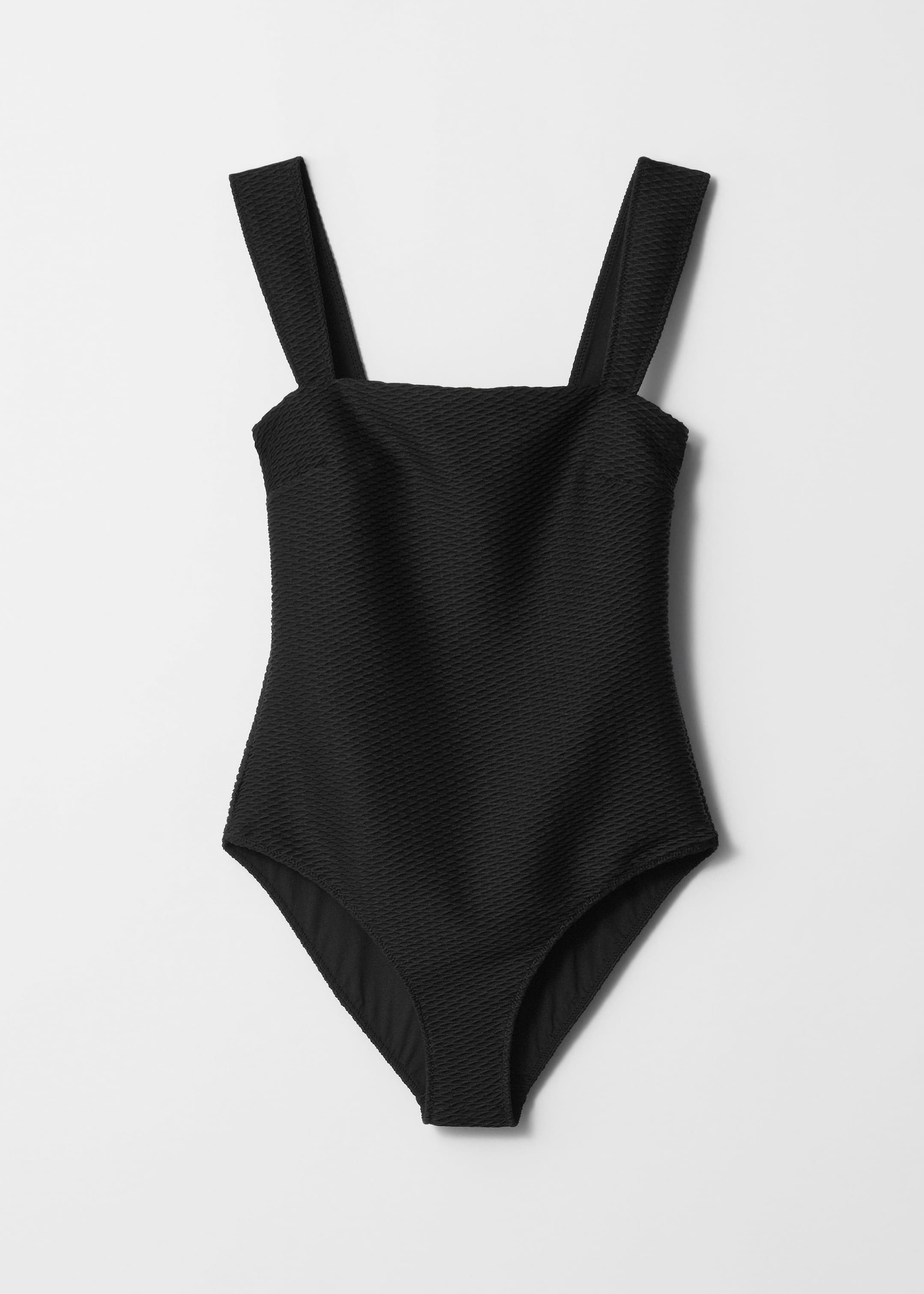 Textured Square-Neck Swimsuit - Black - Still Life