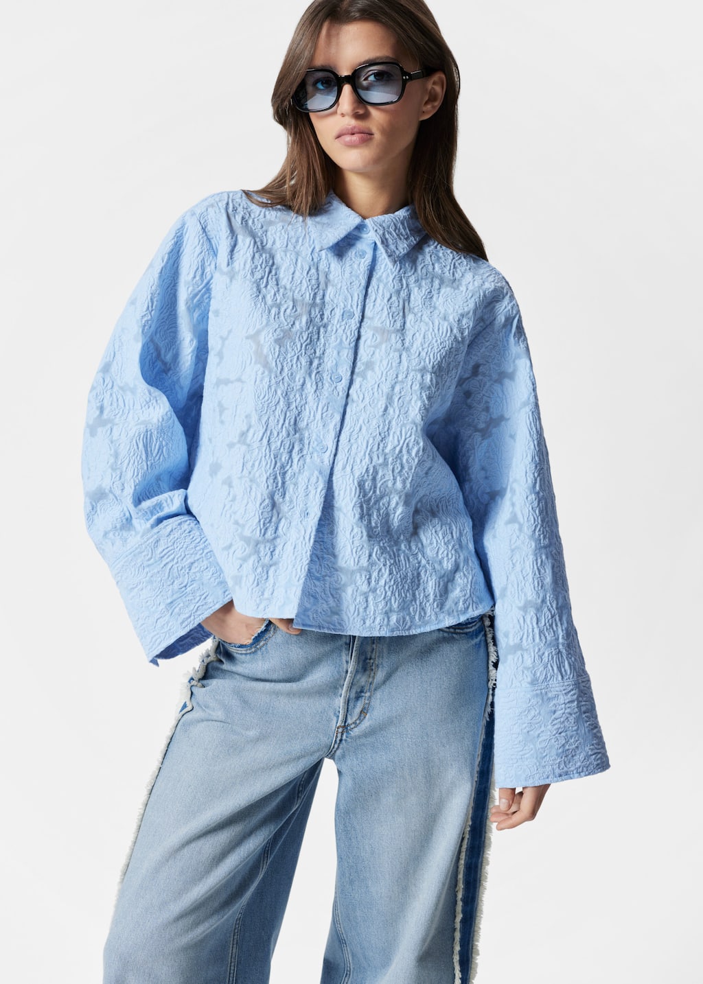 OPENWORK JACQUARD SHIRT - Ecru / Black | ZARA United States