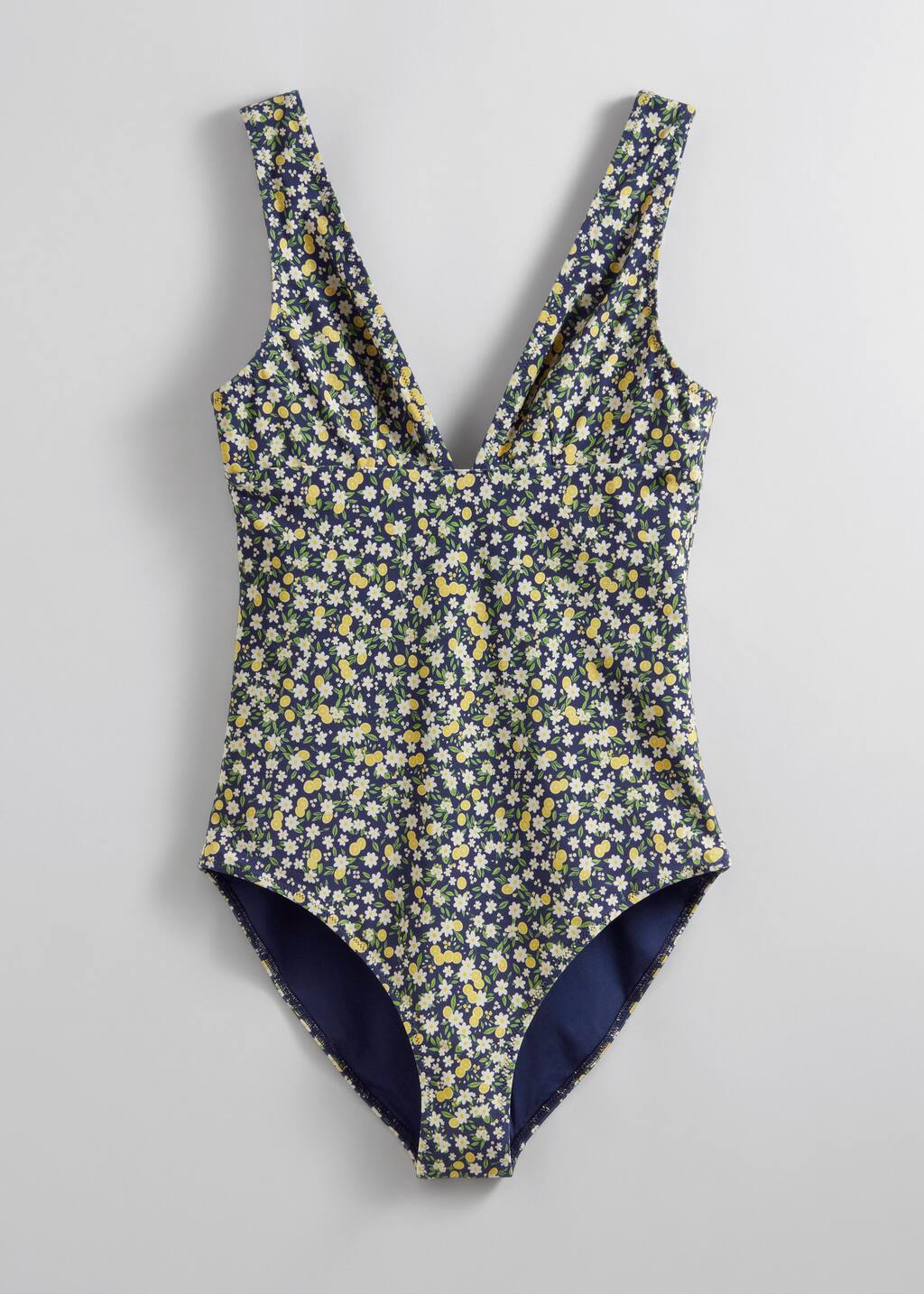 Babyhug Sleeveless Water Repellent Tropical Print V Cut Swimsuit - Light Blue