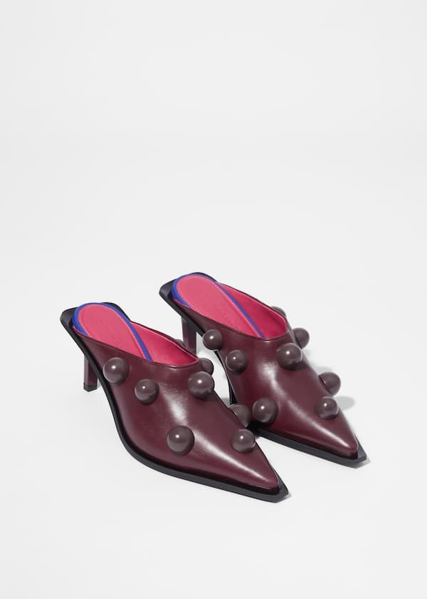 Beaded Leather Mules