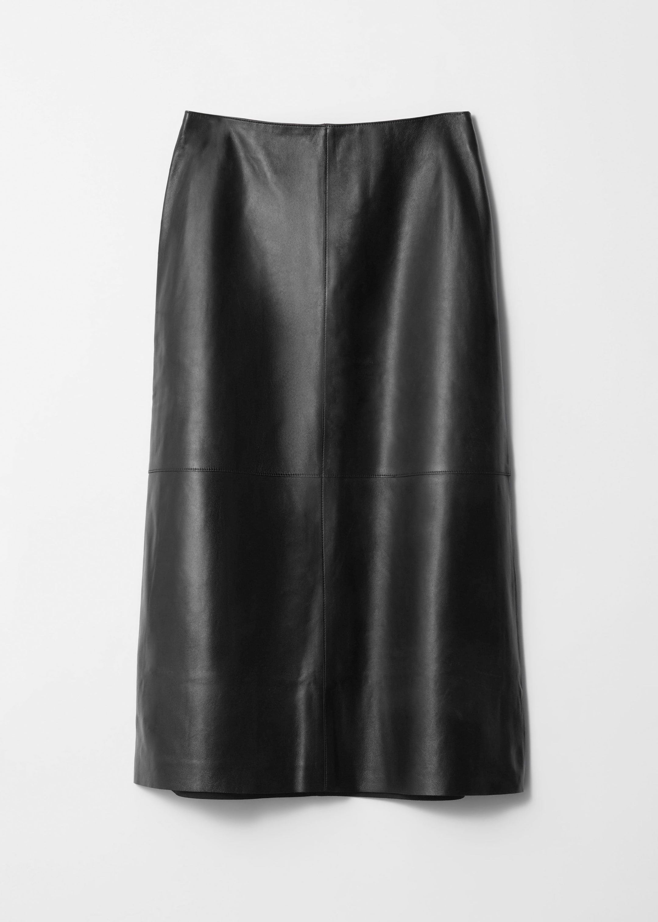 Image of Leather Midi Skirt