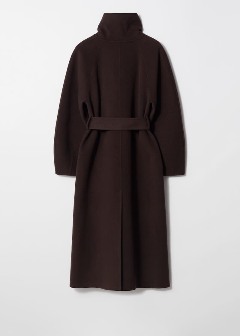Funnel-Collar Wool Coat
