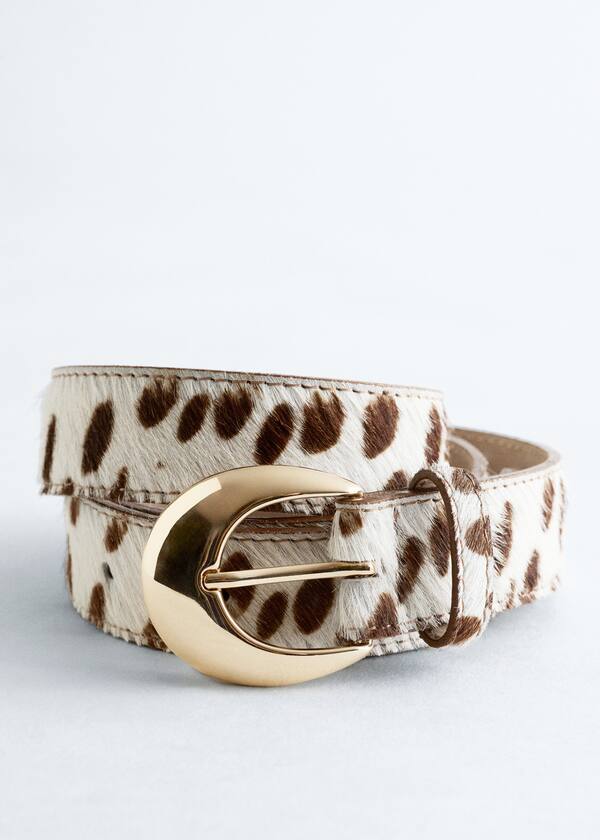 Cow-Print Leather Belt