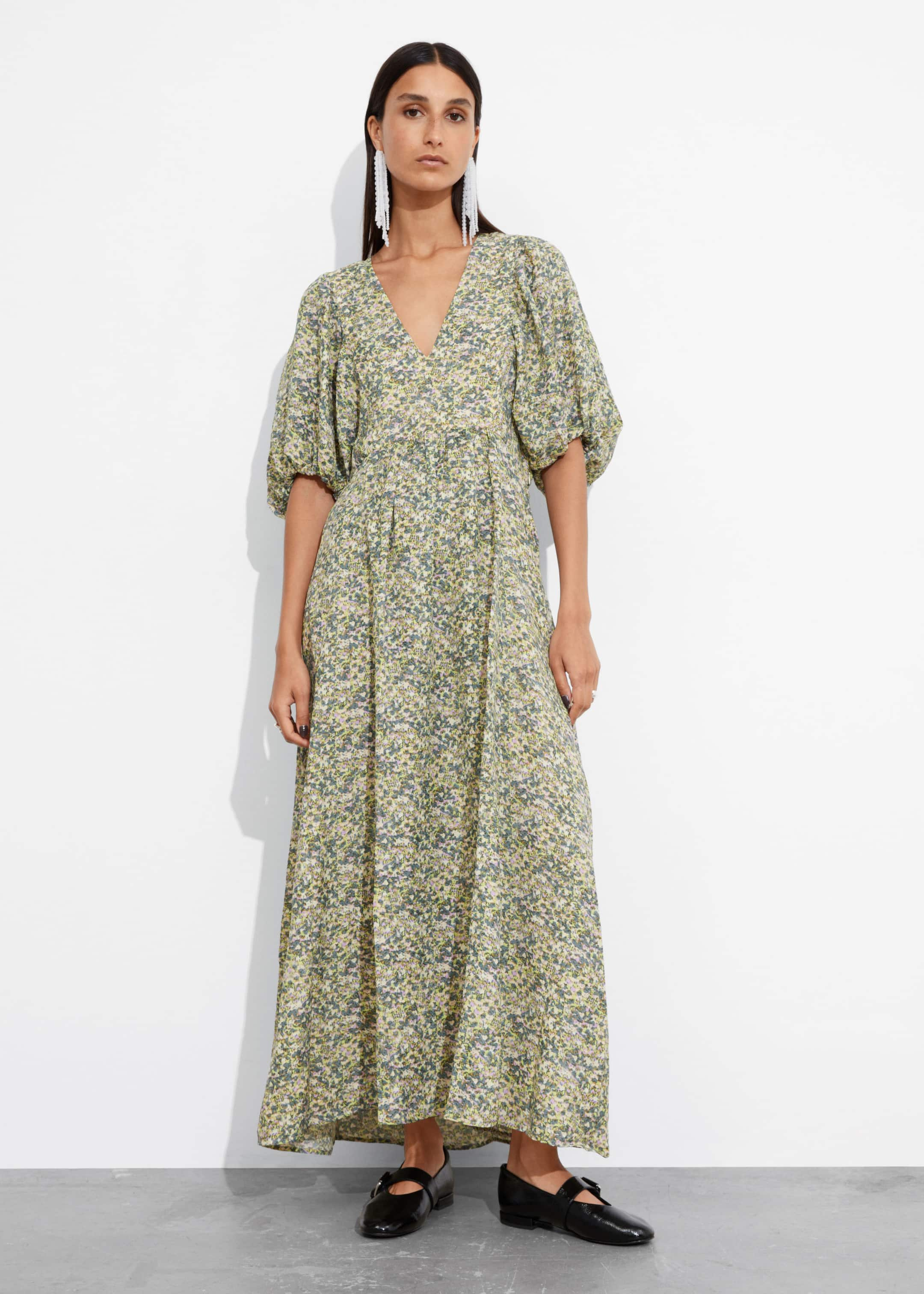 Image of Puff-Sleeve Maxi Dress