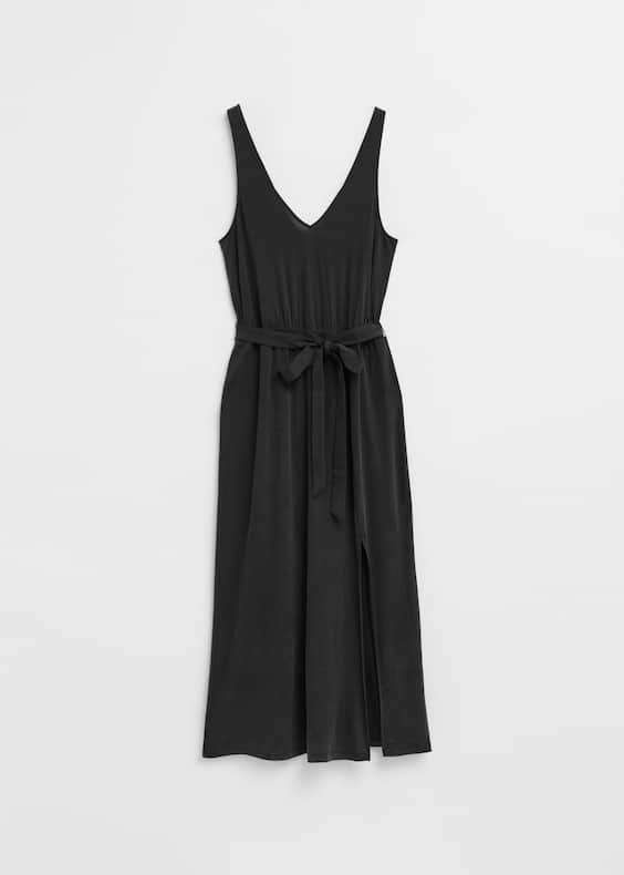V-Neck Cupro Midi Dress