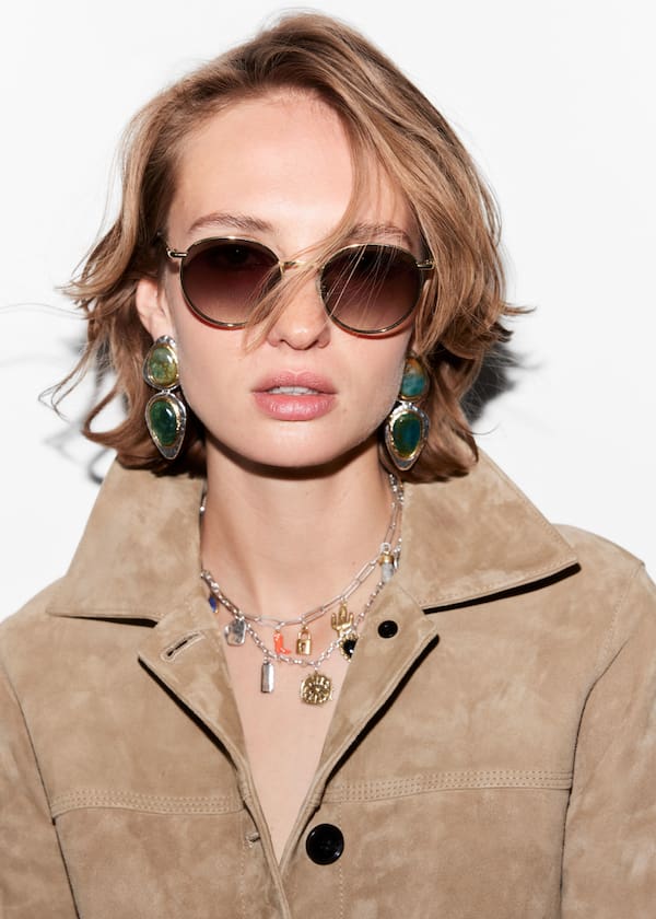 Slim Oval-Frame Sunglasses