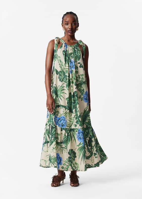 Gathered Sleeveless Midi Dress