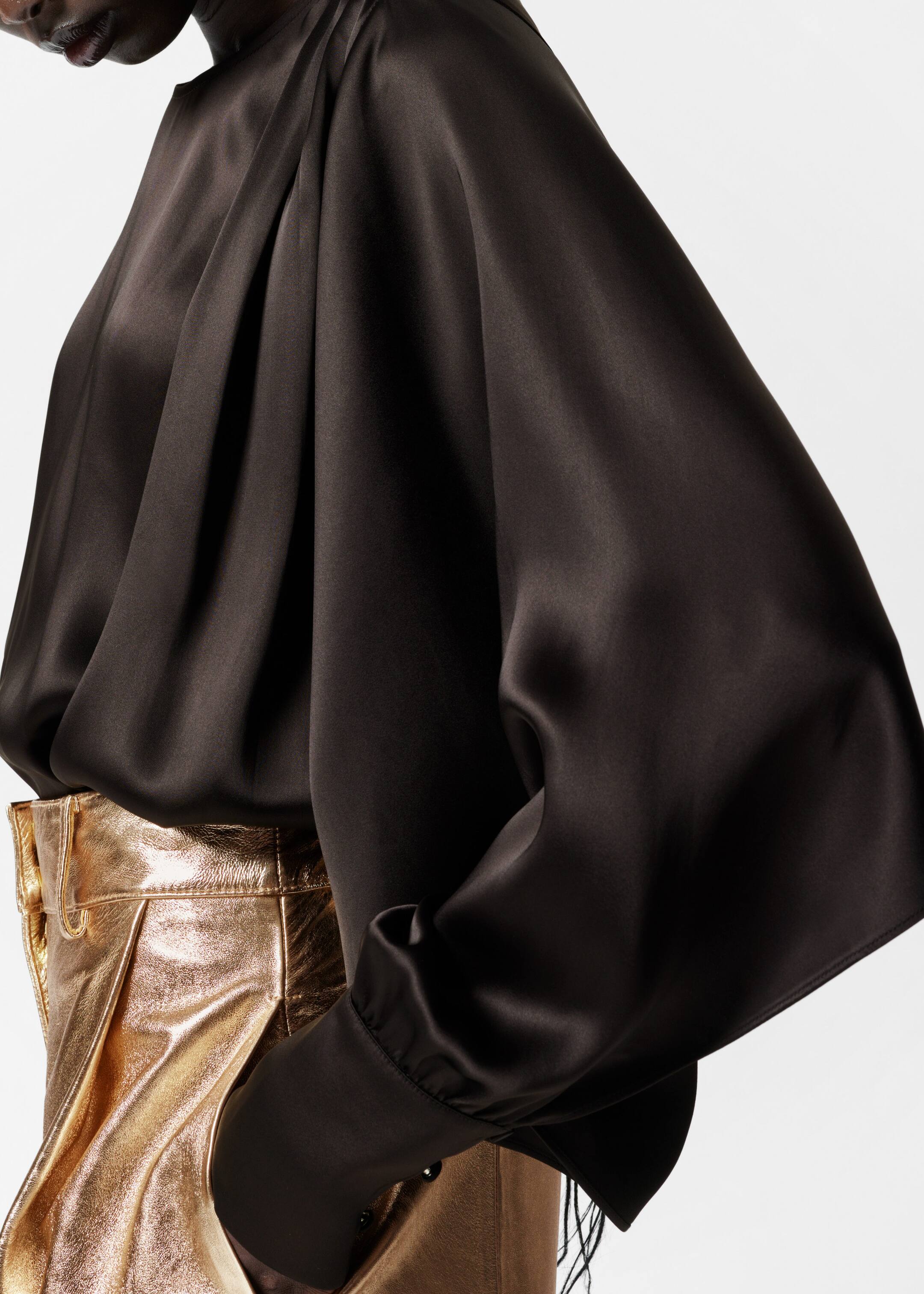 Satin Blouse - Dark Brown - Lookbook