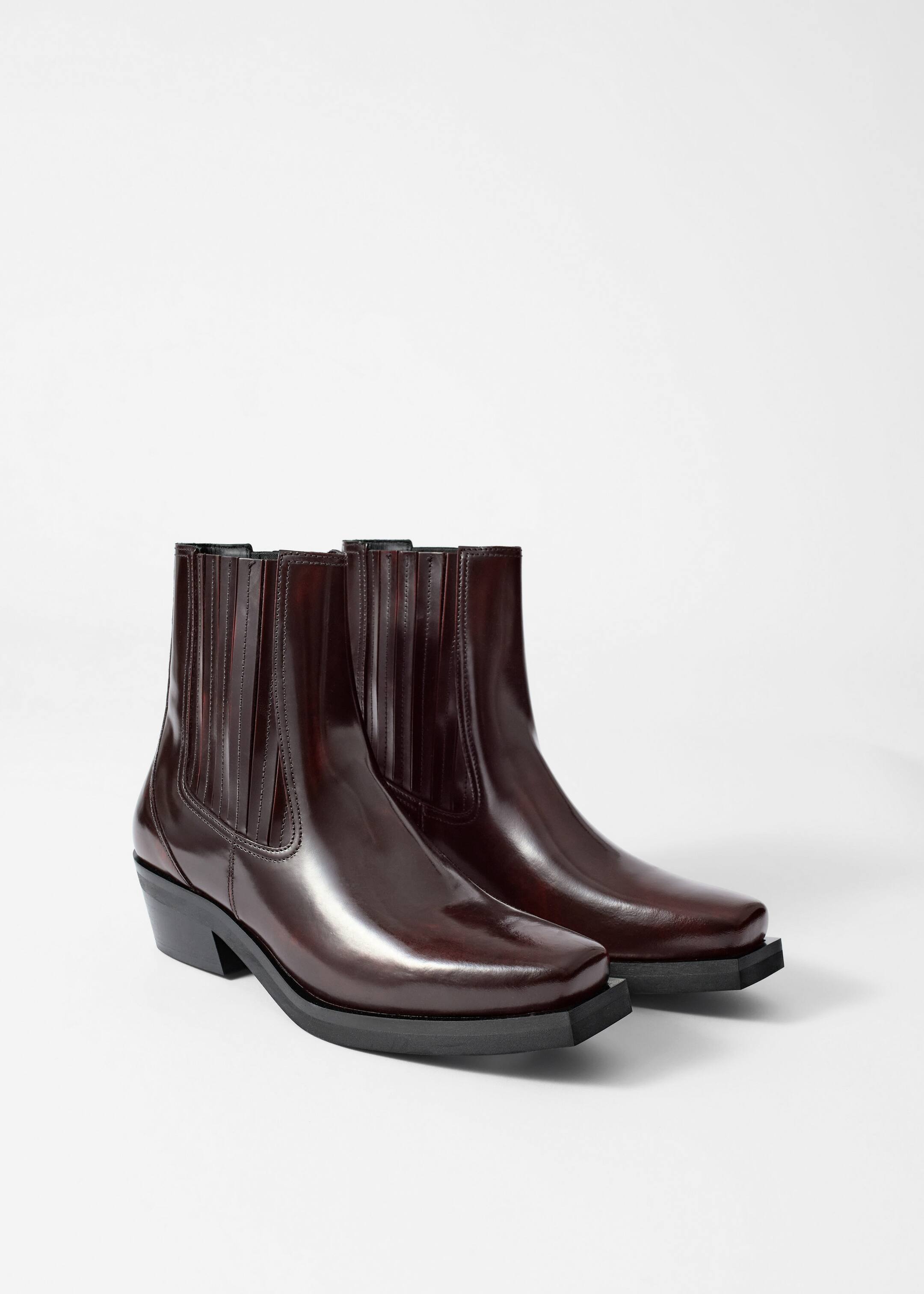 Chelsea boots motard en cuir - Bordeaux - Still Life