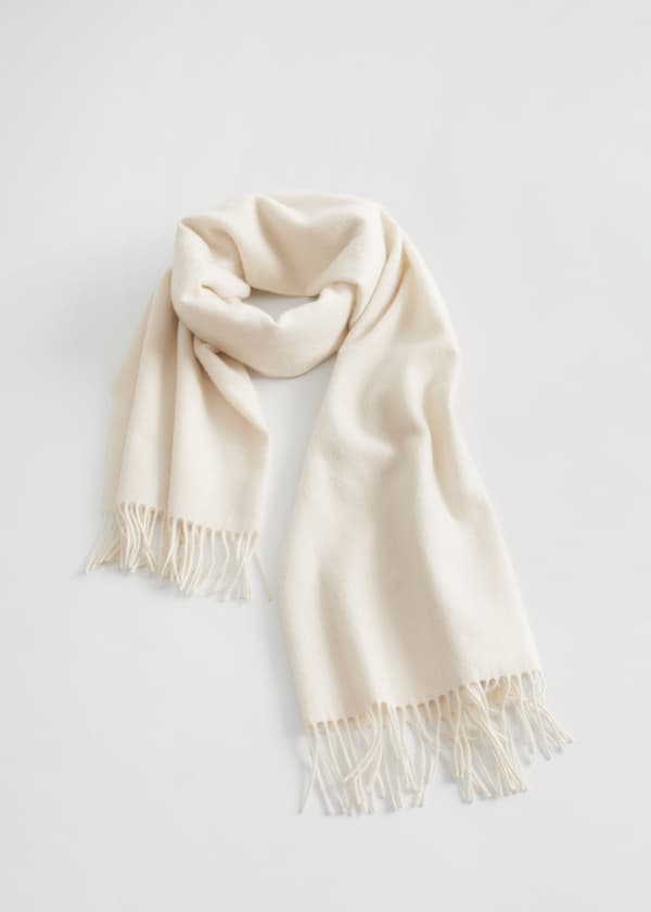 Fringed Wool Blanket Scarf