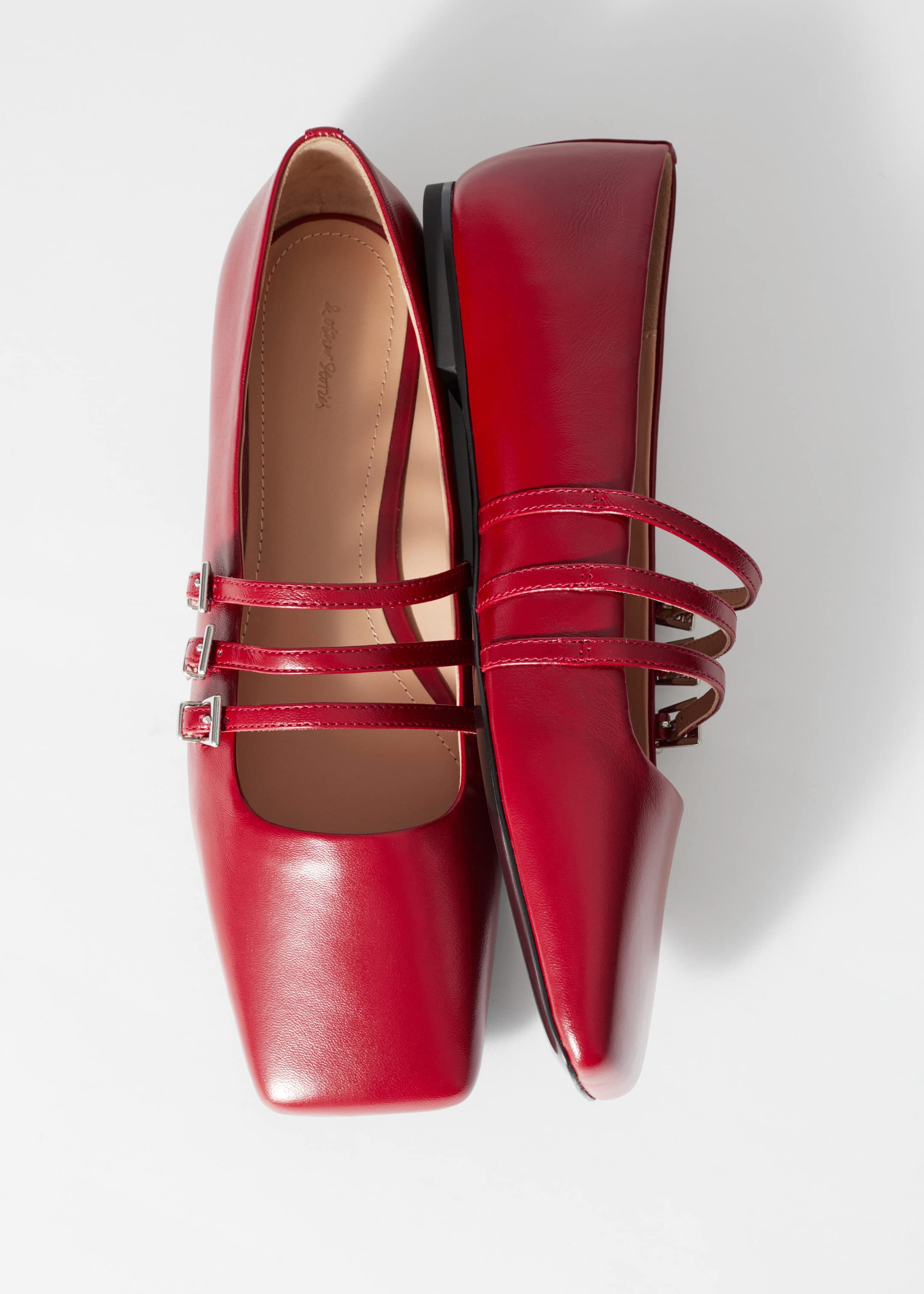 Mary-Jane Leather Ballet Flats - Ruby red - Still Life