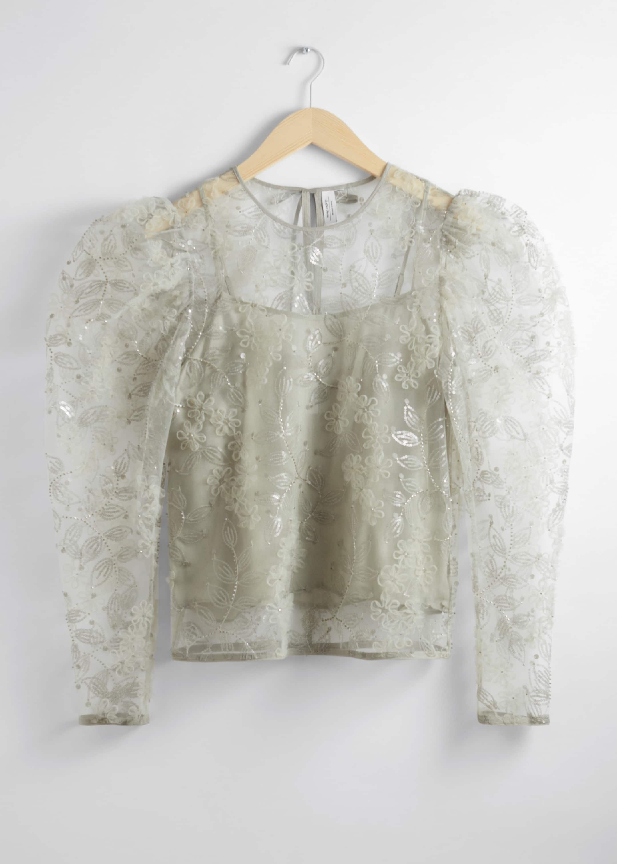 Blouse brodée en organza transparent - Vert clair - Still Life