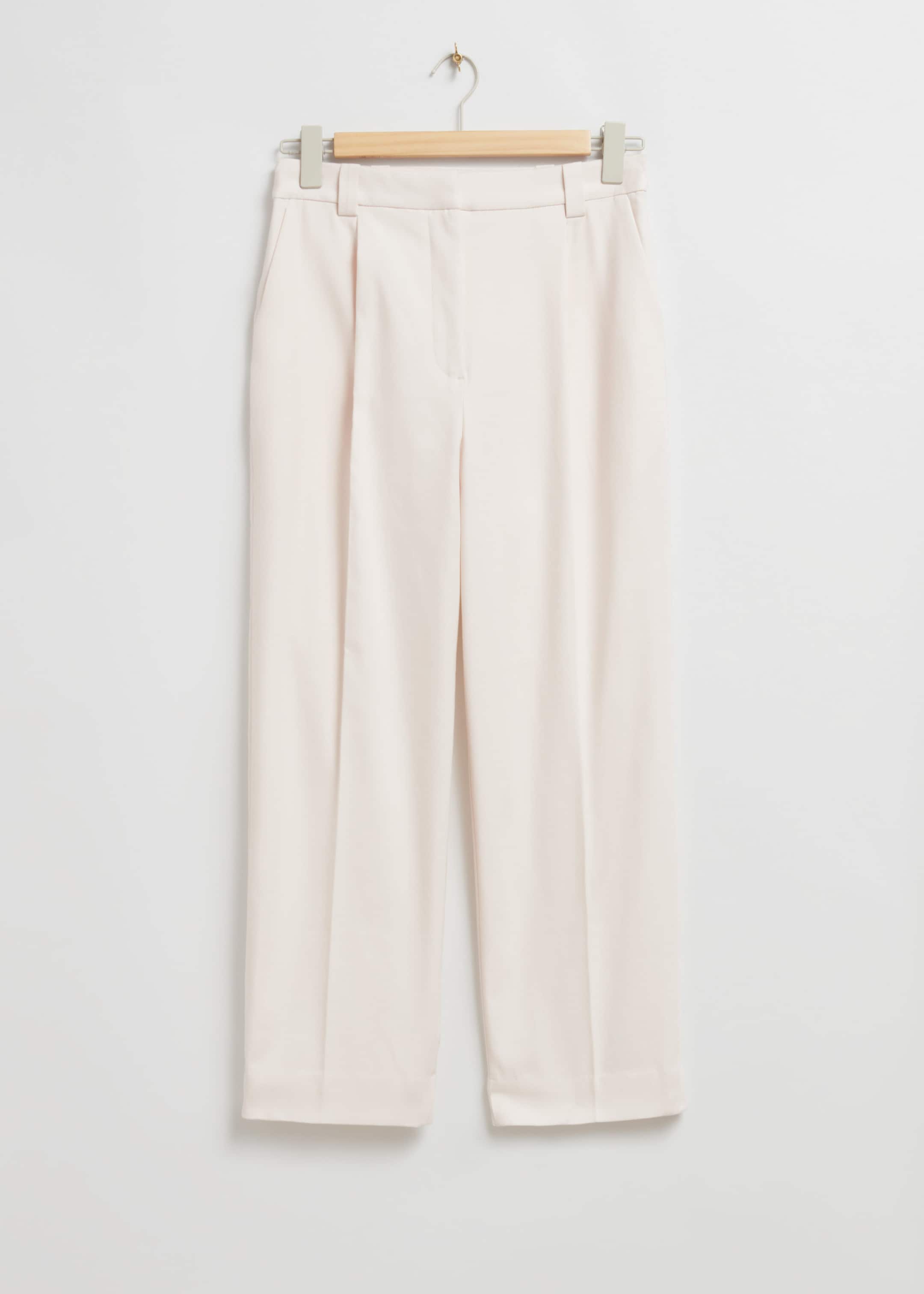 Pleated Straight Leg Trousers - Cream - Still Life