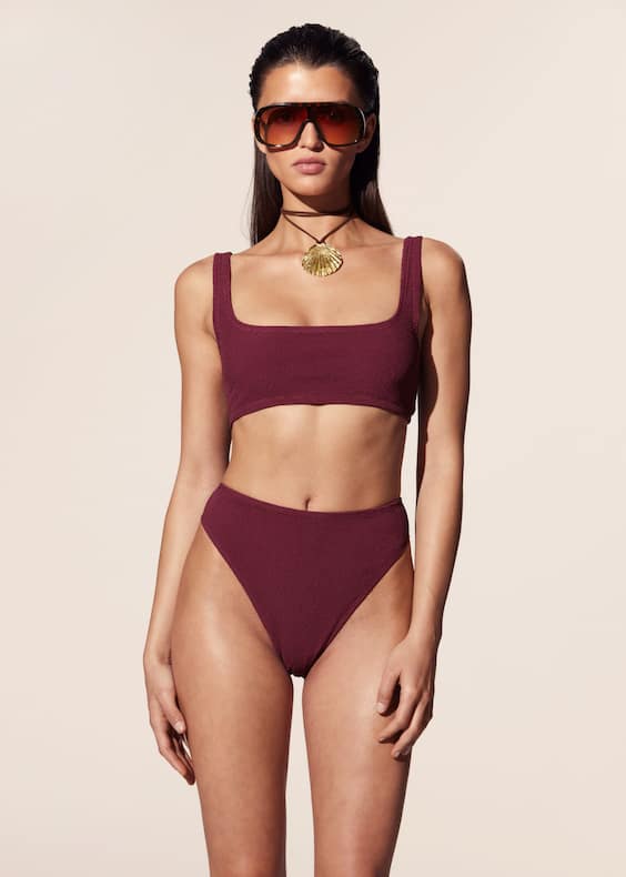 Textured High-Waist Bikini Briefs