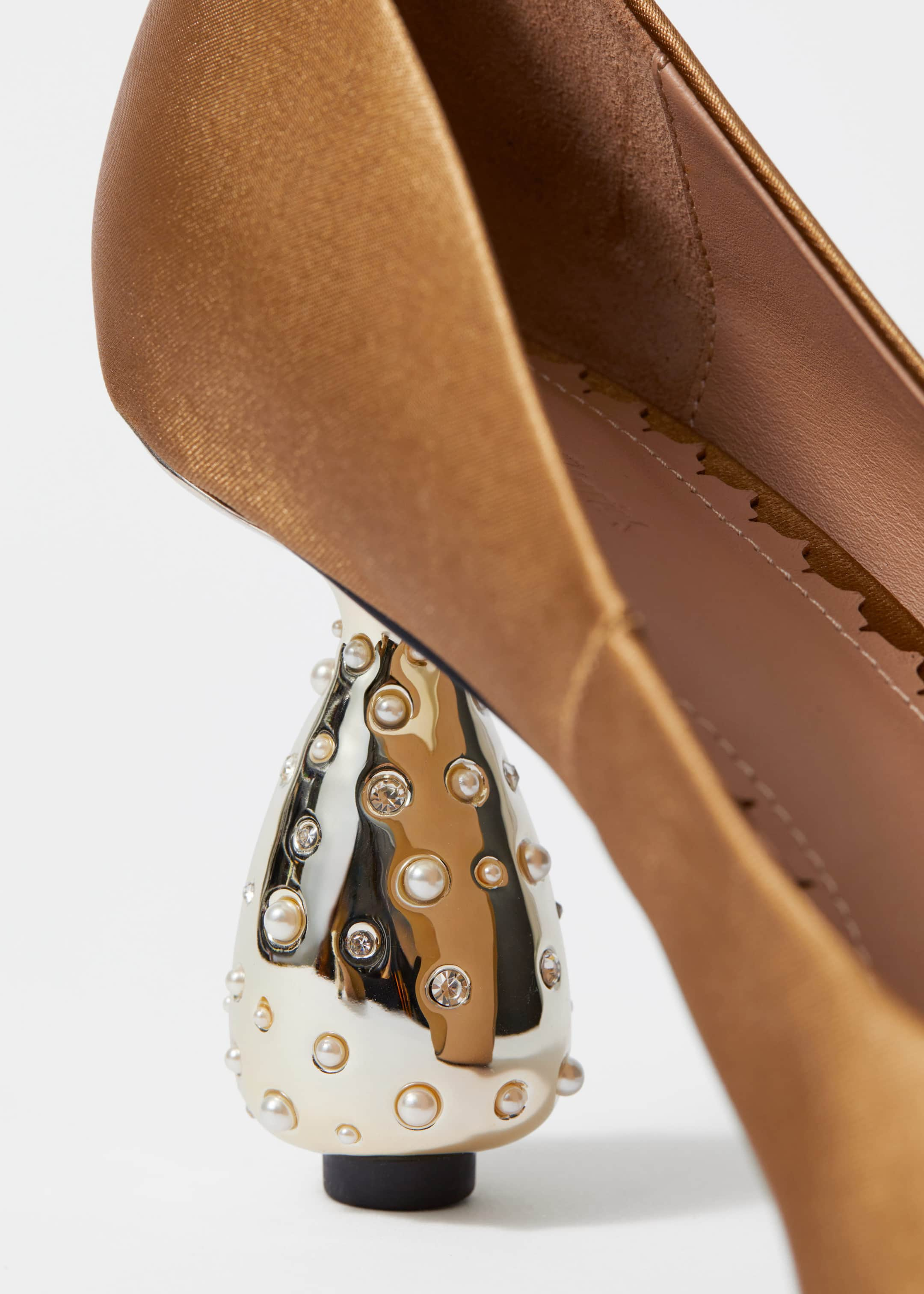 Droplet-Heel Satin Pumps - {{variantName}} - Descriptive Detail