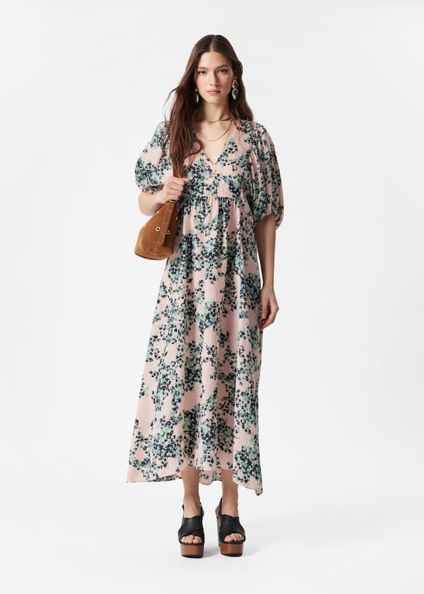 Puff-Sleeve Maxi Dress