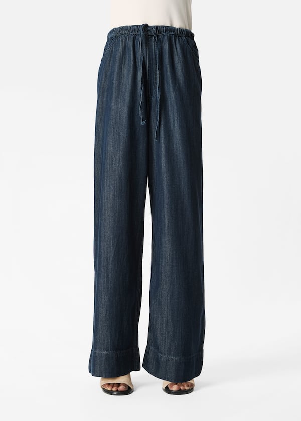 Wide-Leg Drawstring Jeans