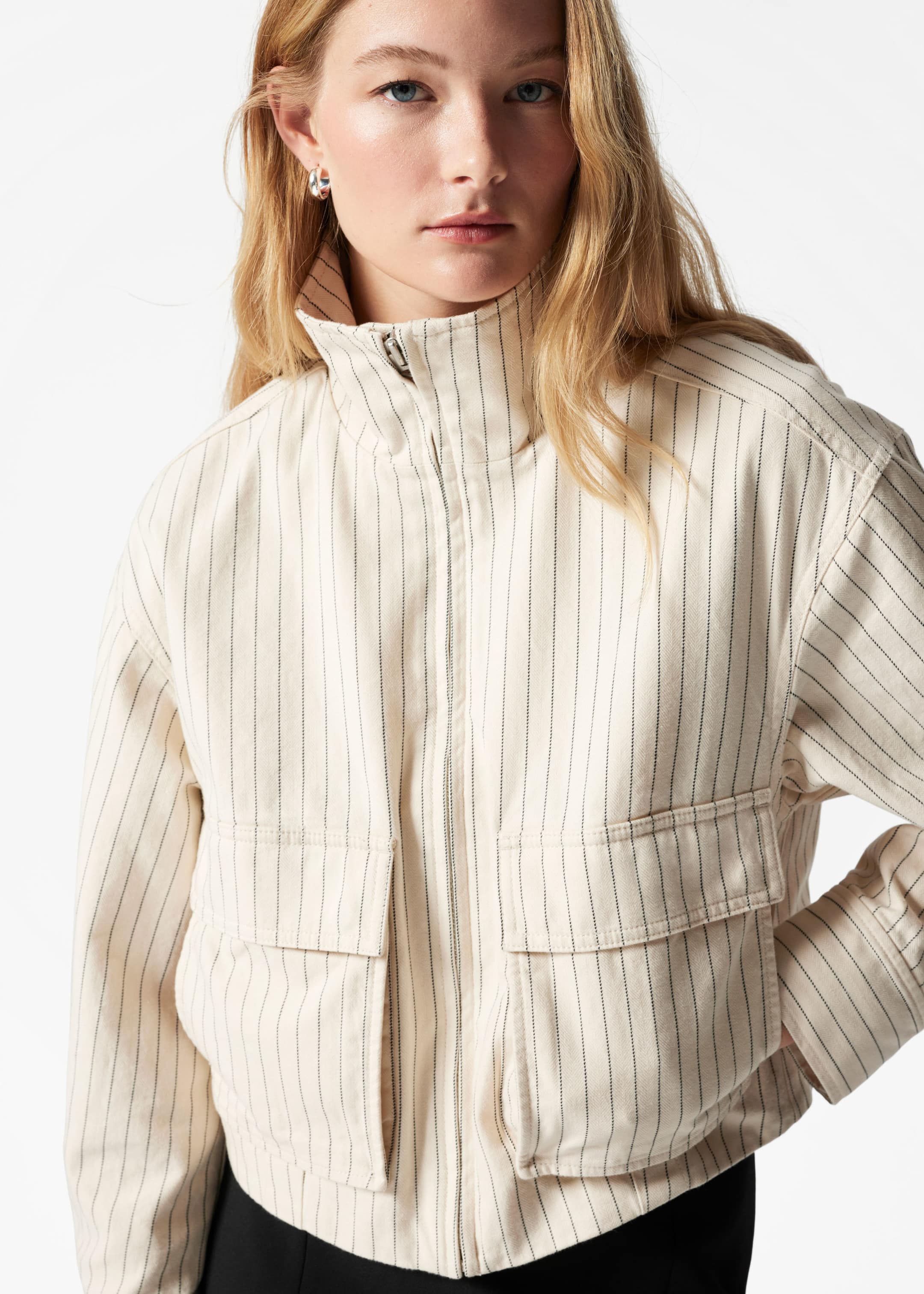 Patch-Pocket Jacket - Cream pinstripe - Lookbook